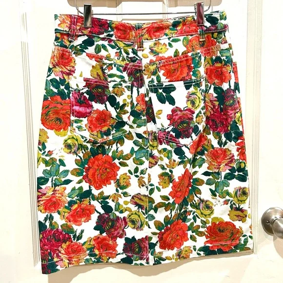 MAEVE Anthropologie Floral Denim Pencil Skirt Boho Preppy Casual Size 2 & 12 - Picture 8 of 12